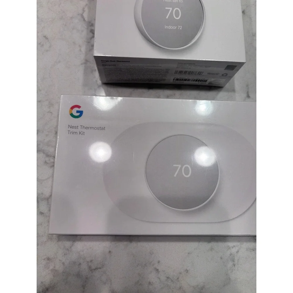Google Nest‎ Thermostat Snow White with Trim Kit Bundle GA01334-US New Sealed